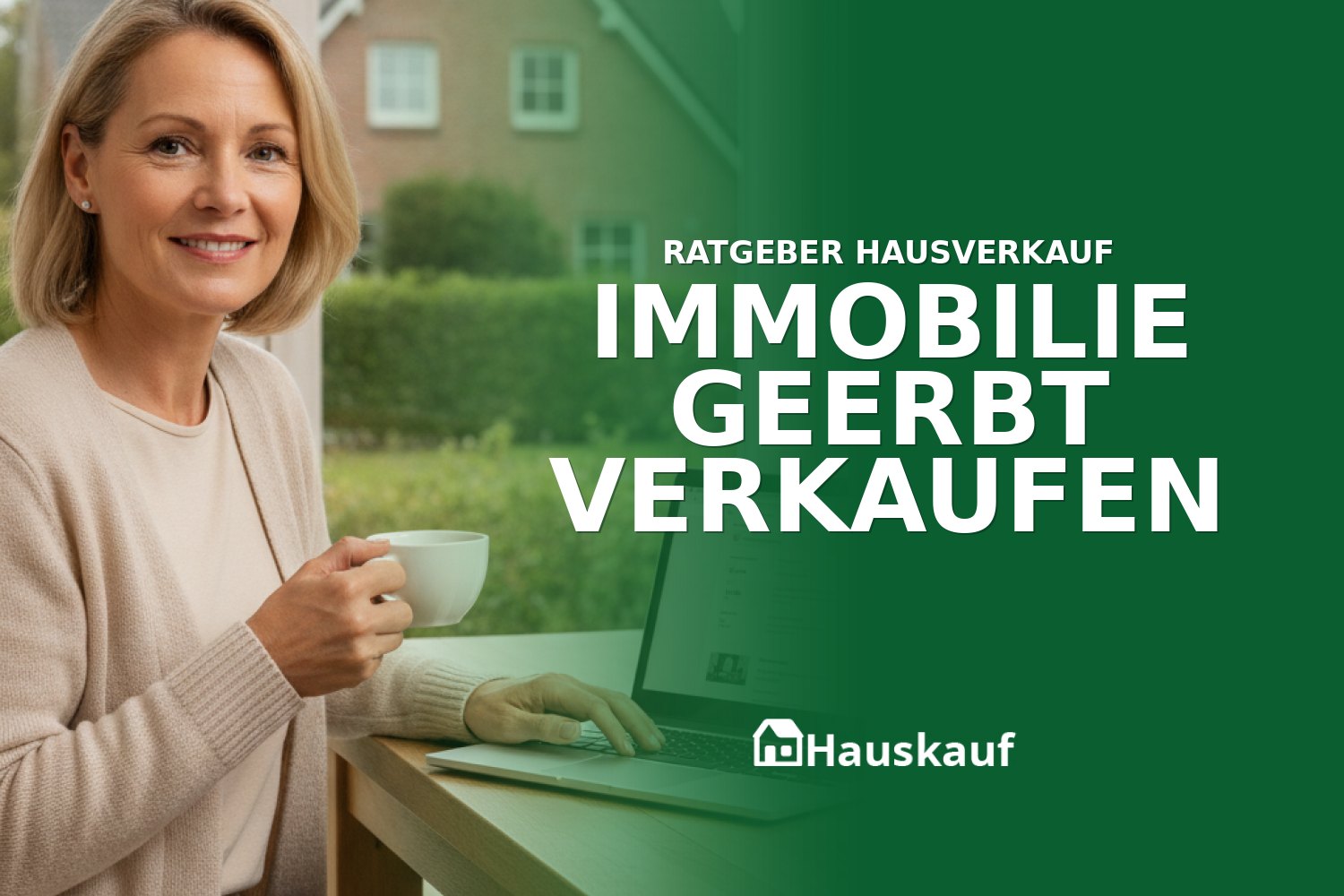 Person prüft am Laptop die Online-Immobilienbewertung eines geerbten Hauses, um das geerbte Haus zu verkaufen