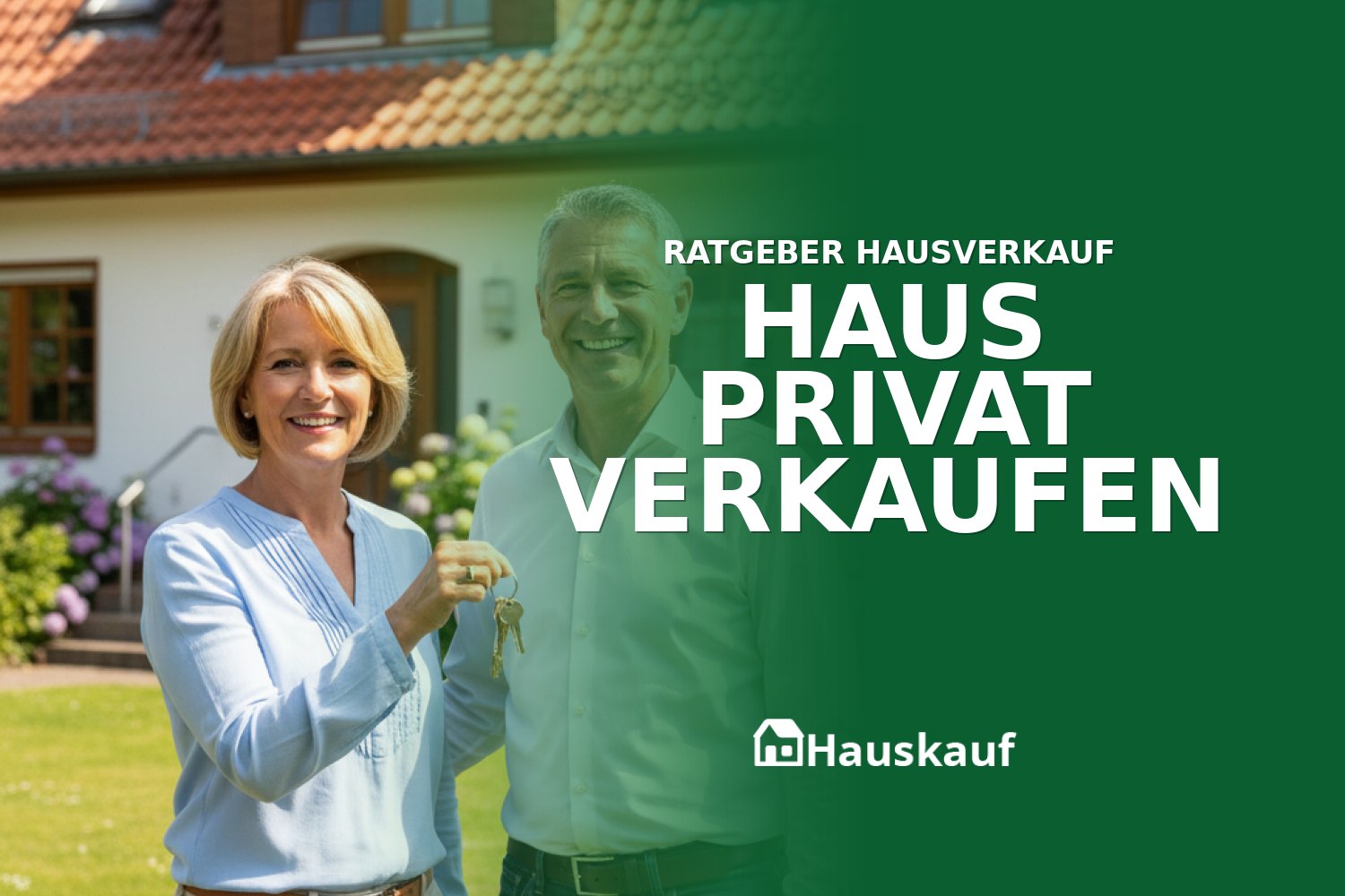 Zufriedenes Paar übergibt Hausschlüssel nach dem privaten Haus verkaufen