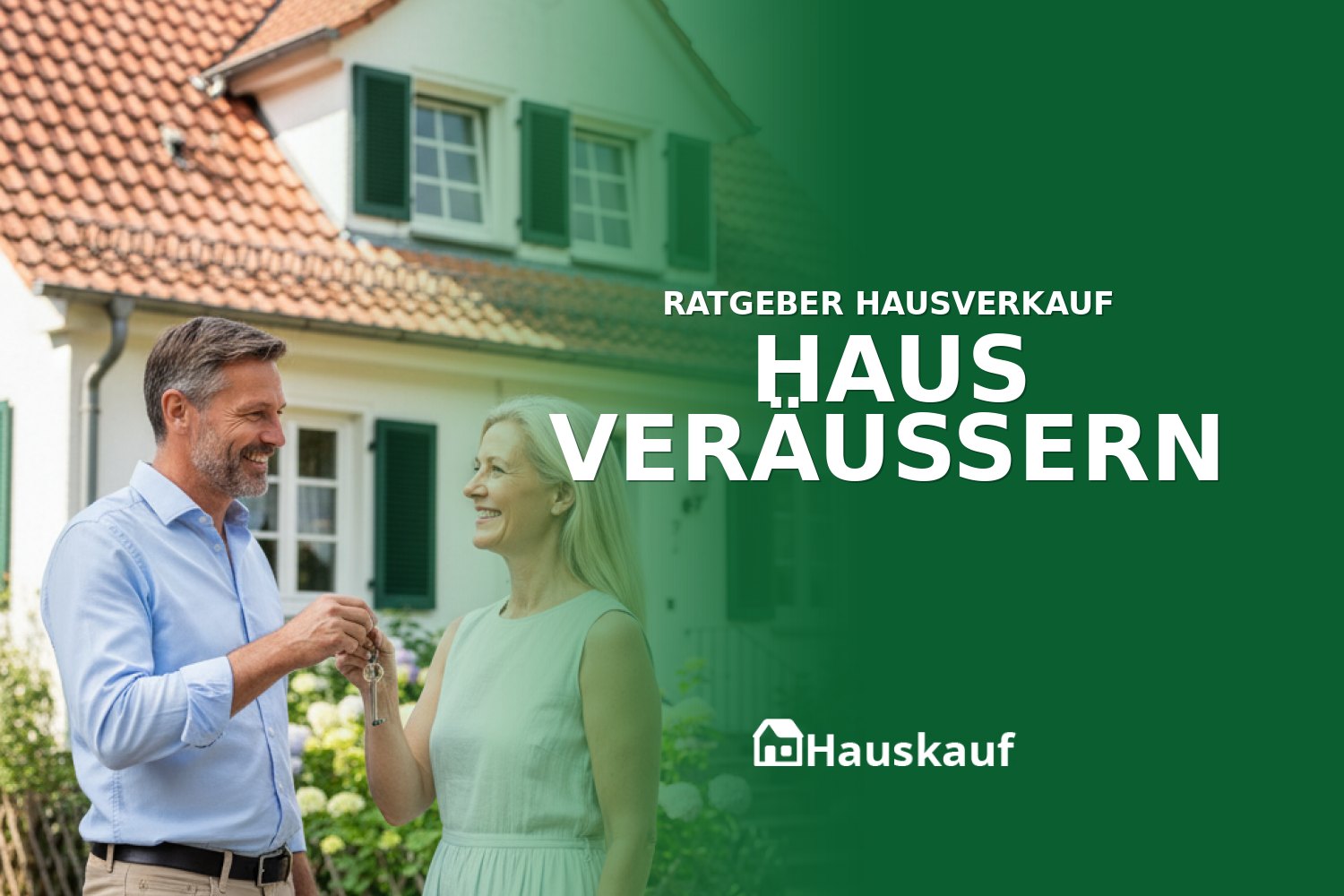 Zufriedenes Paar übergibt Hausschlüssel nach erfolgreichem Haus veräußern