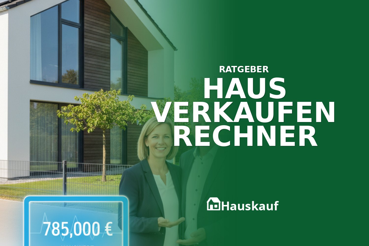Ein Haus verkaufen Rechner visualisiert den Wert eines Einfamilienhauses auf einem Bildschirm.
