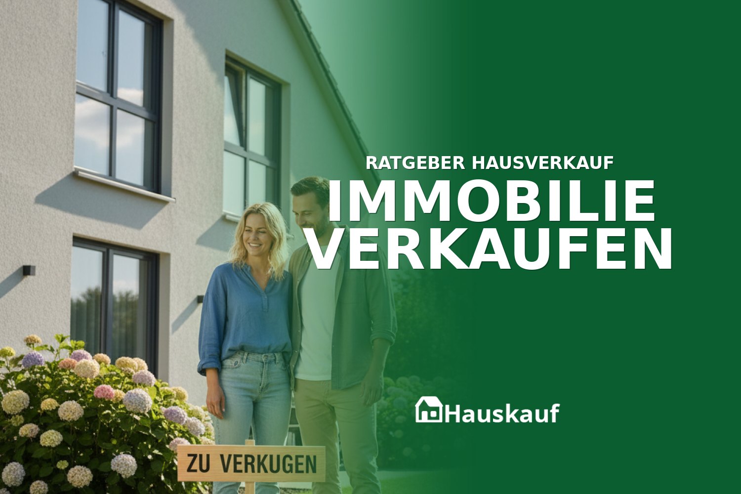 Modernes Einfamilienhaus mit 'Zu verkaufen'-Schild, das einen erfolgreichen Immobilie verkaufen Prozess symbolisiert.