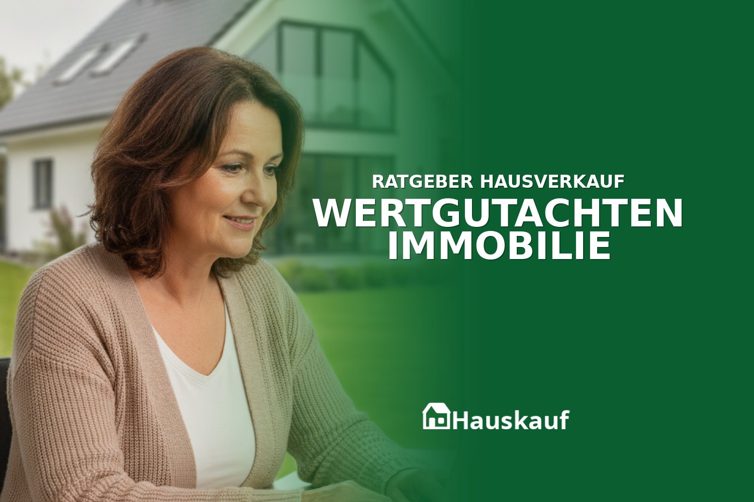 Eine Person analysiert ein Wertgutachten für eine Immobilie auf einem Laptop